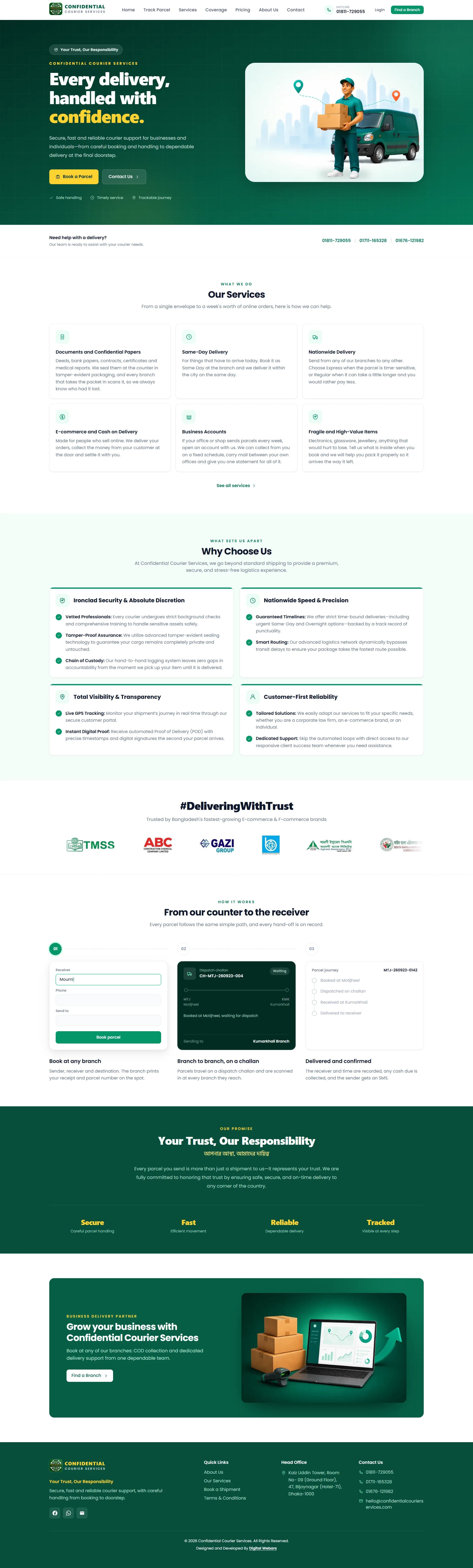 Confidential Courier Services website preview